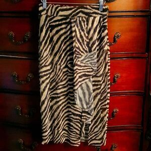 NWT Asos Zebra Print Ruffle Split Midi Skirt sz 4